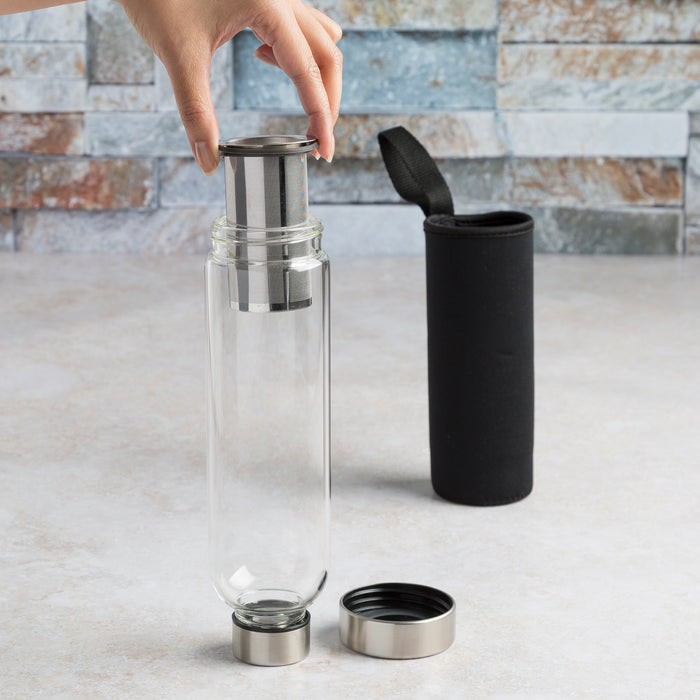 Glass Cold Brew Tea Bottle with Built In Filter