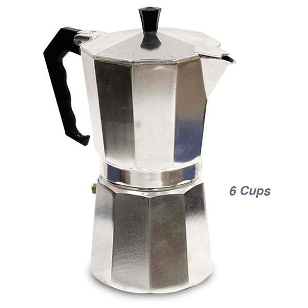 Aluminium and stainless steel, 6-cup percolator